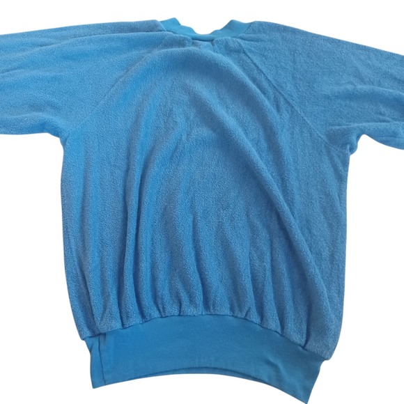 Tops - Ms Coqui Vintage 1980s Blue Terrycloth Raglan Sweatshirt Womens No Size